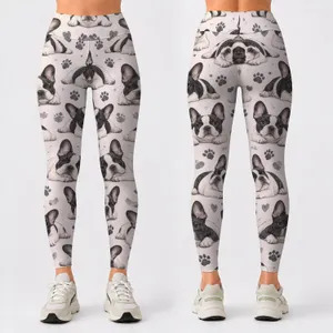 Playful French Bulldog Motifs for Yoga, Pilates, Travel and Everyday Wear Leggings