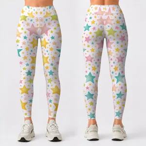 Pastel Celestial Stars for Yoga, Pilates and Everyday Wear for Women Leggings