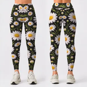 White Daisy Blooms for Yoga, Pilates, and Everyday Activewear Leggings