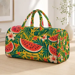Golden Watermelon and Teal Palm Leaves for Sunny Summer Getaways and Beach Escapes Quilted Weekend Bag