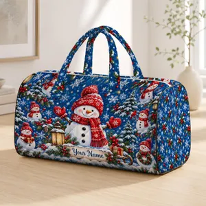 Cheerful Snowmen And Snowflakes For Cozy Winter Getaways And Festive Holiday Travel Quilted Weekend Bag