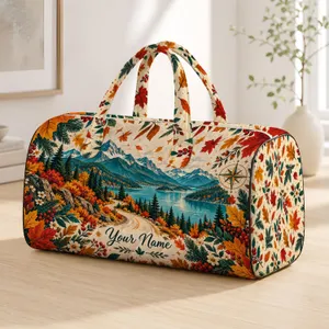 Autumn Mountain Road Trip with Lake, Compass and Fall Foliage for Scenic Getaways Quilted Weekend Bag