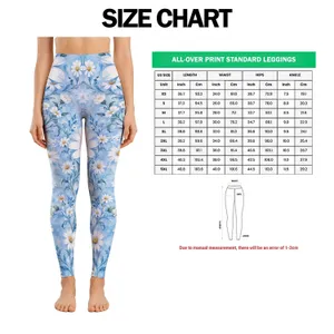Powder Blue Daisy Florals for Yoga, Pilates and Everyday Spring Style Leggings