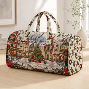 Snowy European Christmas Village for Festive Holiday Travel and Cozy Winter Getaways Quilted Weekend Bag