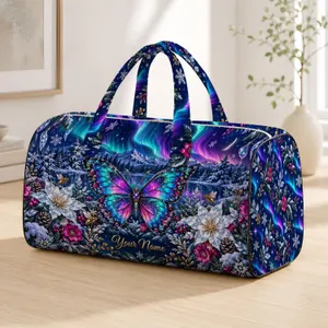 Aurora Butterfly Winter Garden for Festive Getaways and Nature-Loving Travelers Quilted Weekend Bag
