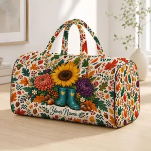 Autumn Sunflowers, Mums, Acorns And Garden Boots For Cozy Fall Porch Getaways Quilted Weekend Bag