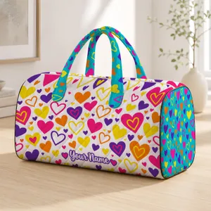 Turquoise Heart Motifs for Colorful Travel, Beach Getaways and Everyday Gift Giving Quilted Weekend Bag