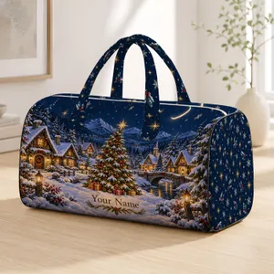 Moonlit Snow Village and Glowing Cottages for Cozy Winter Holiday Getaways Quilted Weekend Bag
