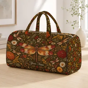 Autumn Dragonflies And Wildflowers For Cozy Fall Getaways And Nature-Inspired Travel Quilted Weekend Bag