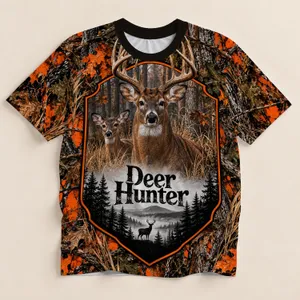 Whitetail Deer Hunting Scene for Woodland Outdoor Adventures and Weekend Hunting Trips All-over Print Unisex T-shirt
