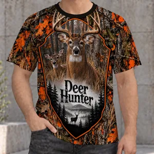 Whitetail Deer Hunting Scene for Woodland Outdoor Adventures and Weekend Hunting Trips All-over Print Unisex T-shirt