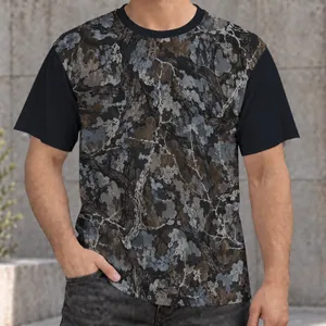 Blue Gray Woodland Camouflage for Hiking, Hunting and Outdoor Adventures for Men All-over Print Unisex T-shirt