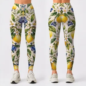 Lemon Tree And Blueberry Botanicals For Fresh Summer Days And Garden Strolls Leggings