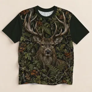 Woodland Deer and Antlers for Hunting, Fishing and Outdoor Adventure Enthusiasts All-over Print Unisex T-shirt