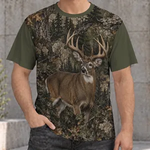 Realistic Buck in Woodland Camouflage for Hunting Hiking and Outdoor Adventures All-over Print Unisex T-shirt