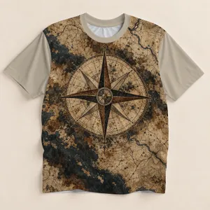 Vintage Compass Rose and Antique Map for Hiking, Travel and Outdoor Adventure Gifts All-over Print Unisex T-shirt