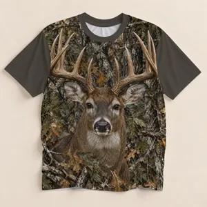 Majestic Whitetail Deer in Woodland Camouflage for Hunting Trips and Outdoor Adventure All-over Print Unisex T-shirt