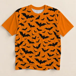 Black Bat Silhouettes for Halloween Parties and Spooky Autumn Celebrations All-over Print Unisex T-shirt