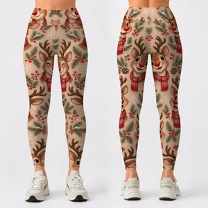 Red-Nosed Reindeer Faces for Cozy Christmas Celebrations and Holiday Cheer Leggings