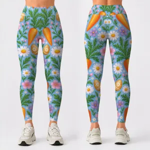 Easter Carrots and Spring Flowers for Cheerful Holiday Gatherings and Seasonal Celebrations Leggings