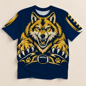 Fierce Golden Wolf Football Spirit for Autumn Game Day and Outdoor Sports Fans All-over Print Unisex T-shirt