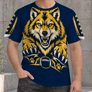 Fierce Golden Wolf Football Spirit for Autumn Game Day and Outdoor Sports Fans All-over Print Unisex T-shirt