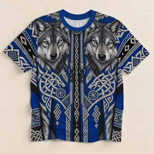 Twin Wolf Crest and Nordic Knotwork for Winter Trails and Rugged Northern Style All-over Print Unisex T-shirt