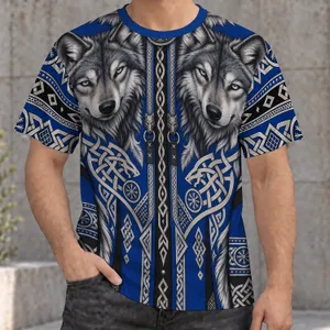 Twin Wolf Crest and Nordic Knotwork for Winter Trails and Rugged Northern Style All-over Print Unisex T-shirt