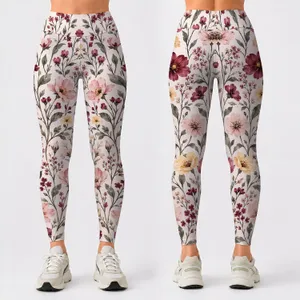 Burgundy Wildflower Blooms For Relaxed Spring Getaways And Everyday Casual Style Leggings