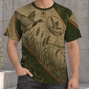 Waterfowl Marsh Scene for Hunting and Fishing Outdoors | Men's Outdoor Field Style All-over Print Unisex T-shirt