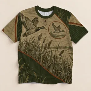 Waterfowl Marsh Scene for Hunting and Fishing Outdoors | Men's Outdoor Field Style All-over Print Unisex T-shirt