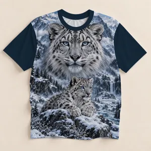 Snow Leopard And Cub In Alpine Winter Scenery For Outdoor Adventure And Nature Lovers All-over Print Unisex T-shirt