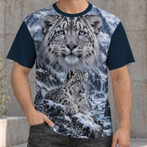 Snow Leopard And Cub In Alpine Winter Scenery For Outdoor Adventure And Nature Lovers All-over Print Unisex T-shirt
