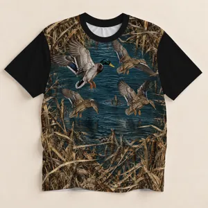 Mallard Ducks and Marsh Reeds for Waterfowl Hunting and Outdoor Adventure All-over Print Unisex T-shirt