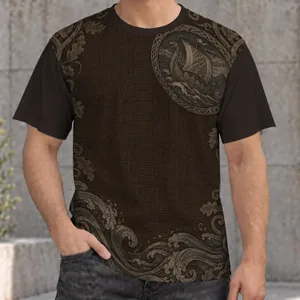 Norse Longship and Interlaced Knotwork for Mythology Fans and Autumn Adventures All-over Print Unisex T-shirt