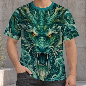 Teal Dragon Head Art for Fantasy Adventures and Everyday Wear All-over Print Unisex T-shirt