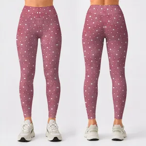 Wine Red Ivory Polka Dots for Y2K Summer Outfits and Everyday Vintage Style Leggings