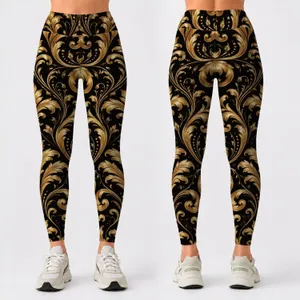 Black And Gold Baroque Flourishes For Party Nights And Luxe Everyday Street Style Leggings