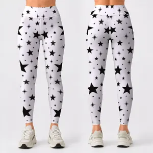 Black Star Motifs for Casual Everyday Style and Weekend Wear for Women Leggings