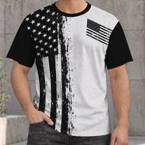 Black And White American Flag Stripes For Patriotic Golf, Travel And Weekend Wear All-over Print Unisex T-shirt