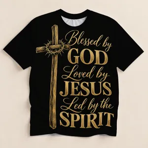 Golden Cross and Crown of Thorns Faith Message for Church Worship and Daily Devotion All-over Print Unisex T-shirt