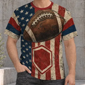Retro American Flag Football Style for Game Day, Tailgating and Casual Weekend Wear All-over Print Unisex T-shirt