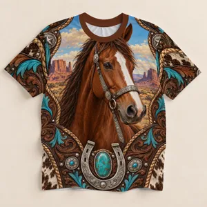 Chestnut Horse Western Ranch Style for Trail Riding and Everyday Country Wear All-over Print Unisex T-shirt