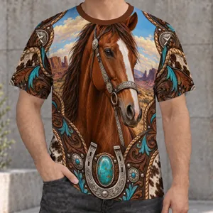 Chestnut Horse Western Ranch Style for Trail Riding and Everyday Country Wear All-over Print Unisex T-shirt