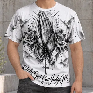 Praying Hands and Rosary for Faithful Daily Wear and Catholic Devotion Gifts for Believers All-over Print Unisex T-shirt