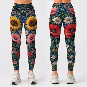 Colorful Wildflower Garden for Spring Outings and Relaxed Bohemian Everyday Style Leggings