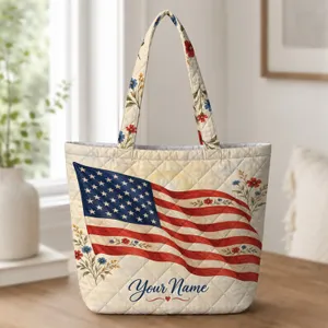American Flag Stars And Stripes For Independence Day Celebrations And Summer Gatherings Quilted Tote Bag