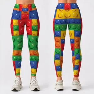 Primary Color Studded Mosaic for Playful Weekends and Creative Everyday Style for Women Leggings