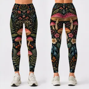 Whimsical Mushrooms And Wildflowers For Cozy Woodland Everyday Style Leggings