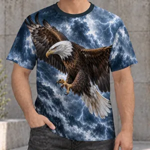 Soaring Eagle in a Lightning Storm for Bold Outdoor Adventure Wear and Wildlife Fans All-over Print Unisex T-shirt